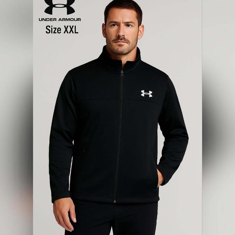 Under Armour Men’s Black Athletic Zip Up Jacket Lightweight Training Size XXL
